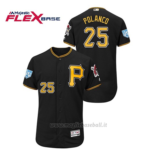 Maglia Baseball Uomo Pittsburgh Pirates Gregory Polanco 2019 Entrenamiento De Primavera Flex Base Nero